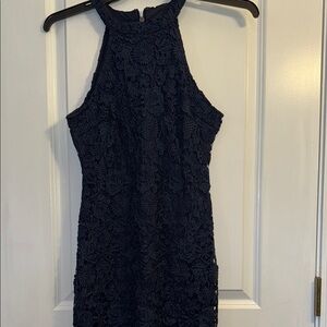 Lulu's Blue Sheath Halter Mini Dress